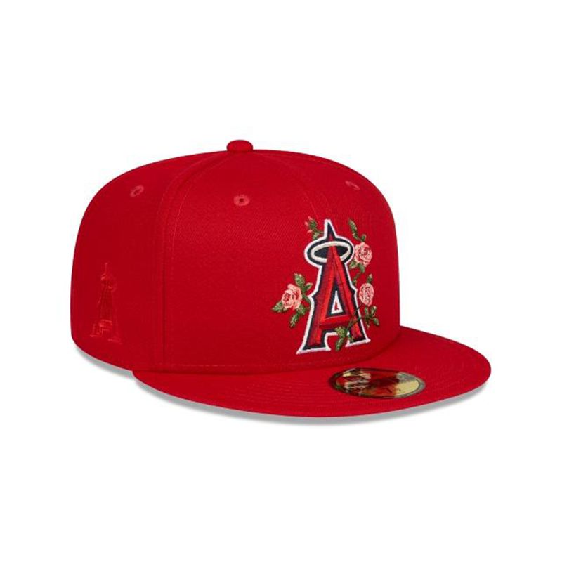 MLB Los Angeles Angels Bloom 59Fifty Fitted (LVD9160) - Red New Era Caps